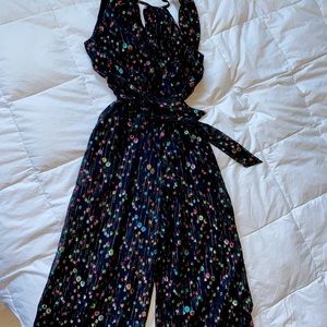 Long pants halter top sparkle embroider jumpsuit. Purchased at Anthropologie.